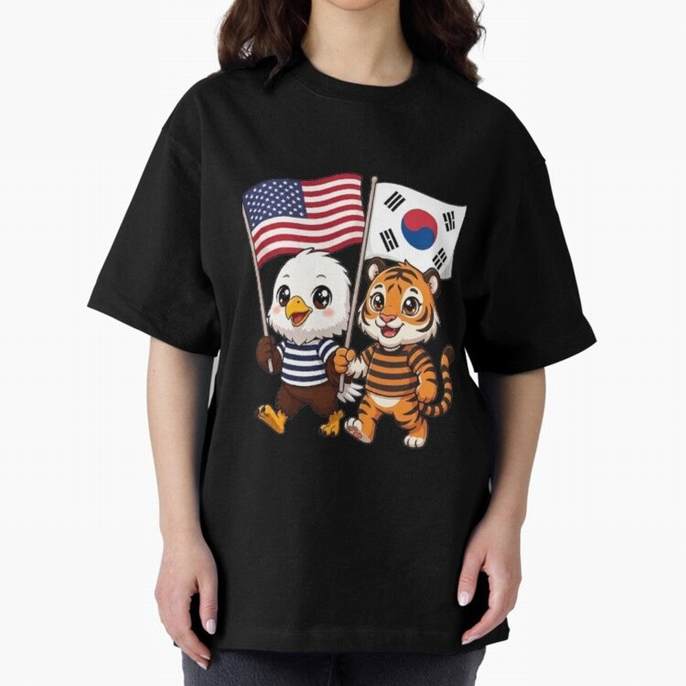 The American eagle and its friend the South Korean tiger Oversized T-Shirt Bring Bold Fan Energy to Match Day Hype around FIFA World Cup 2026 Group Stage, Messi, Netherlands, Global Supporter Spirit, Legendary Goals, National Colors and Tournament