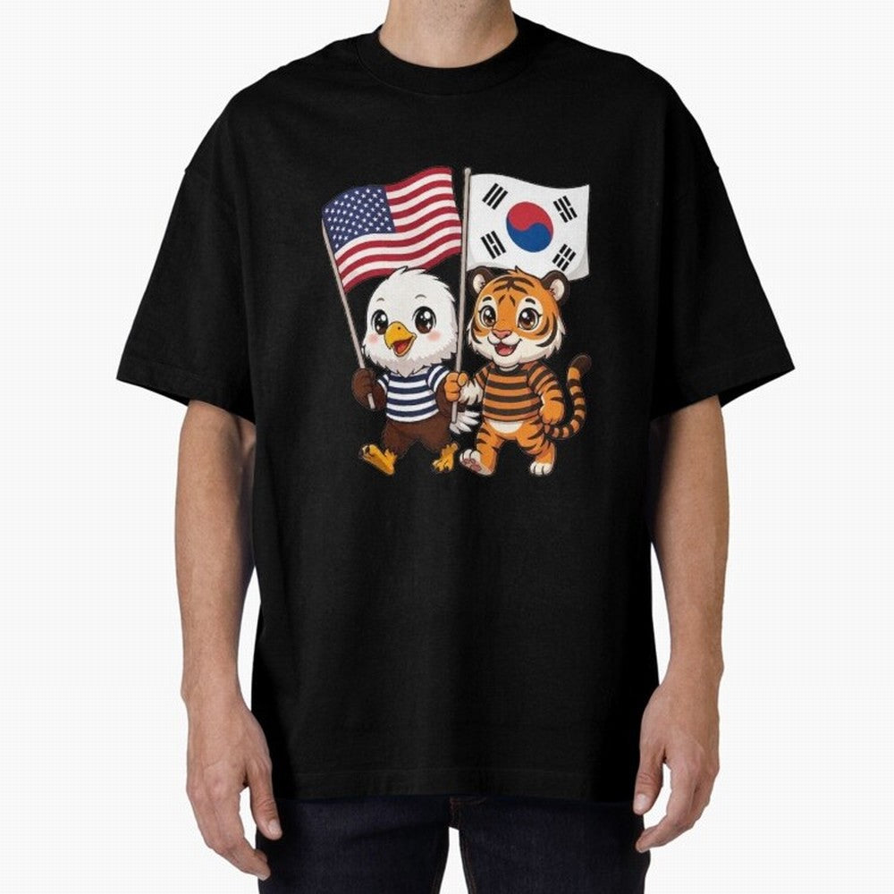 The American eagle and its friend the South Korean tiger Oversized T-Shirt Bring Bold Fan Energy to Match Day Hype around FIFA World Cup 2026 Group Stage, Messi, Netherlands, Global Supporter Spirit, Legendary Goals, National Colors and Tournament