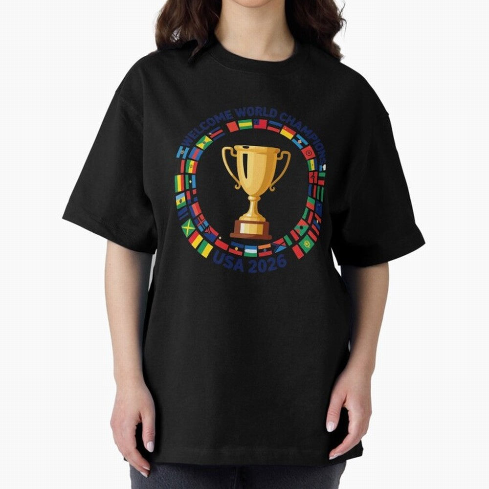 World Cup 2026 Celebration T-Shirt | USA Canada Mexico Soccer Fan Tee Oversized T-Shirt Share Global Football Passion for FIFA World Cup 2026 USA Canada Mexico, Driven by Haaland, Netherlands, Championship Spirit, Famous Goals, Roaring Crowds and