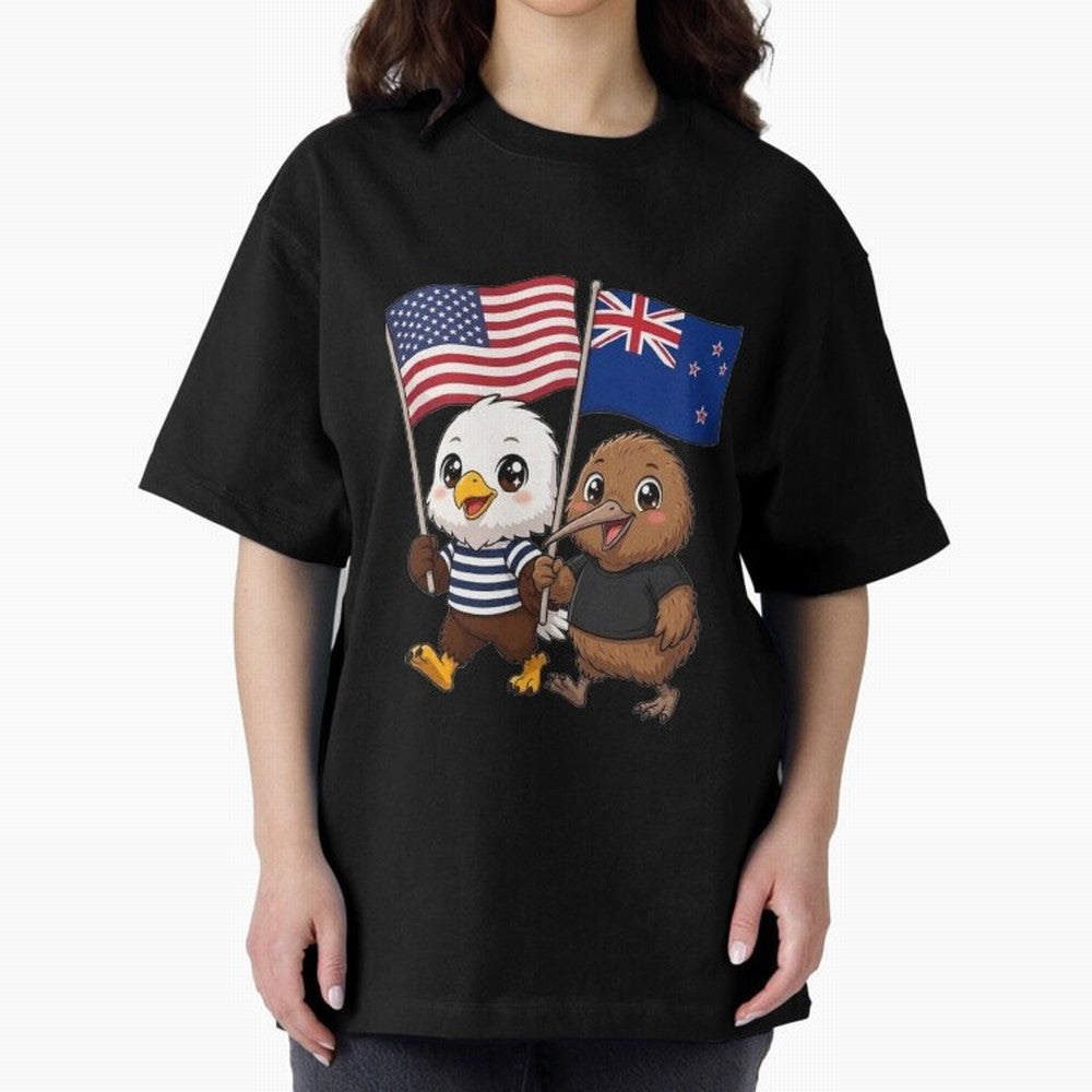 the American eagle and its friend the New Zealand kiwi Oversized T-Shirt Bring Champion Energy into the FIFA World Cup 2026 Journey through Messi Highlights, England, France and Netherlands Pride, Fan Favorite Moments, National Team Passion, Big