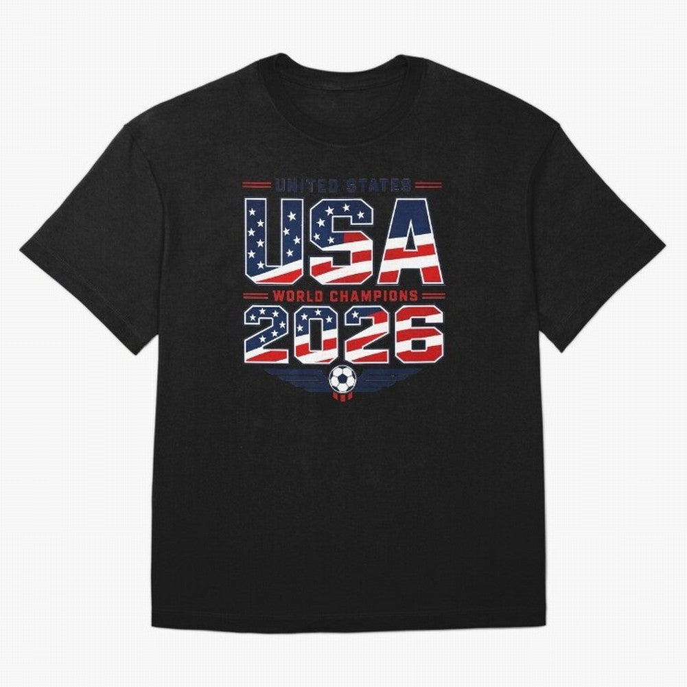 USA World Champions 2026 ¨C Patriotic Soccer Fan Shirt Oversized T-Shirt Create Match Day Hype around FIFA World Cup 2026 Group Stage, CR7, Portugal, Goal Celebration Energy, Supporter Heritage, Football Icons and Worldwide Tournament Joy; Ideal