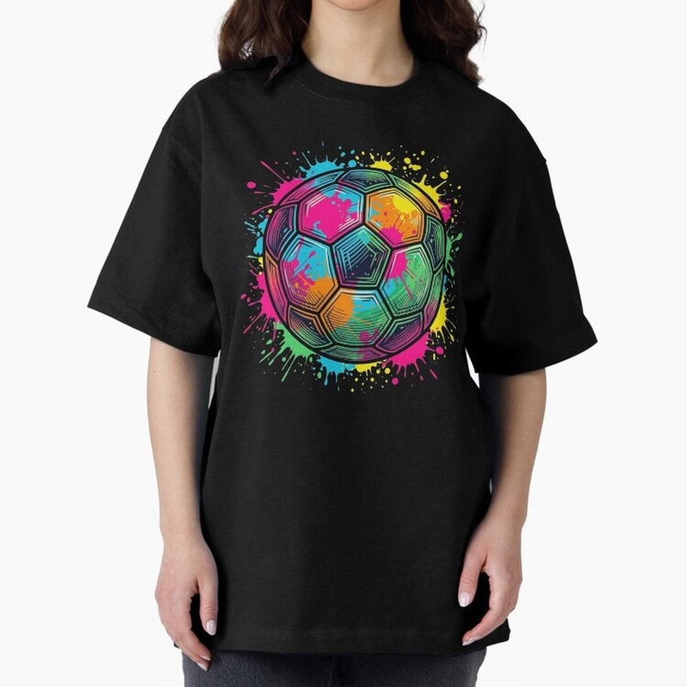 Color Splash Artistic Soccer Ball Design Oversized T-Shirt Turn Every Weekend Toward FIFA World Cup 2026 Group Stage Spirit, Capturing Argentina and Brazil, Neymar, Haaland and Cristiano Ronaldo, Game Day Rituals, Football Legends, Country Pride