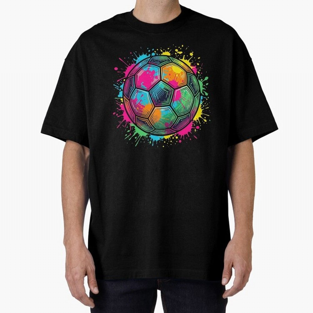 Color Splash Artistic Soccer Ball Design Oversized T-Shirt Turn Every Weekend Toward FIFA World Cup 2026 Group Stage Spirit, Capturing Argentina and Brazil, Neymar, Haaland and Cristiano Ronaldo, Game Day Rituals, Football Legends, Country Pride