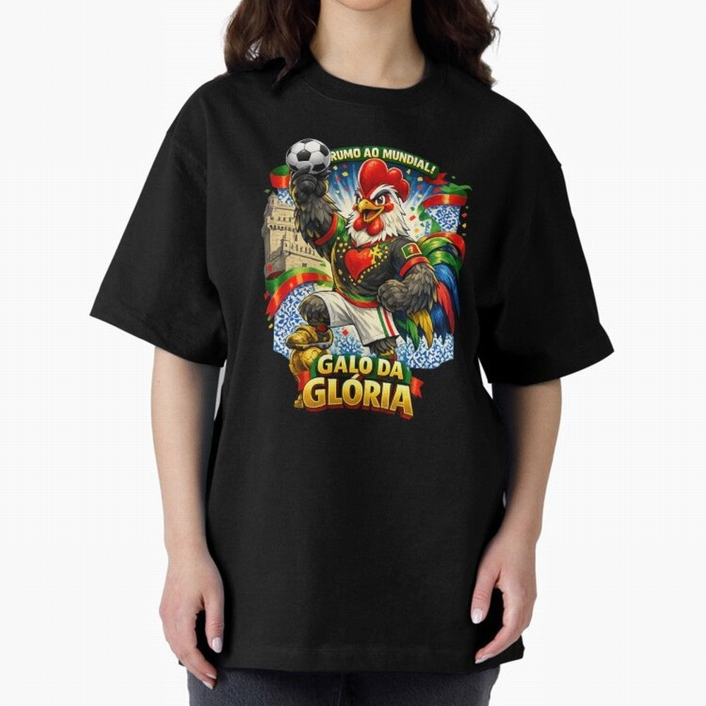 Portugal Rooster World Cup 2026 Fan Art Oversized T-Shirt Celebrate Soccer Greatness during Global Football Passion for FIFA World Cup 2026 Group Stage, Made for Messi, Neymar and Mbappe, Germany, Retro Football Energy, Iconic Rivalries, Trophy