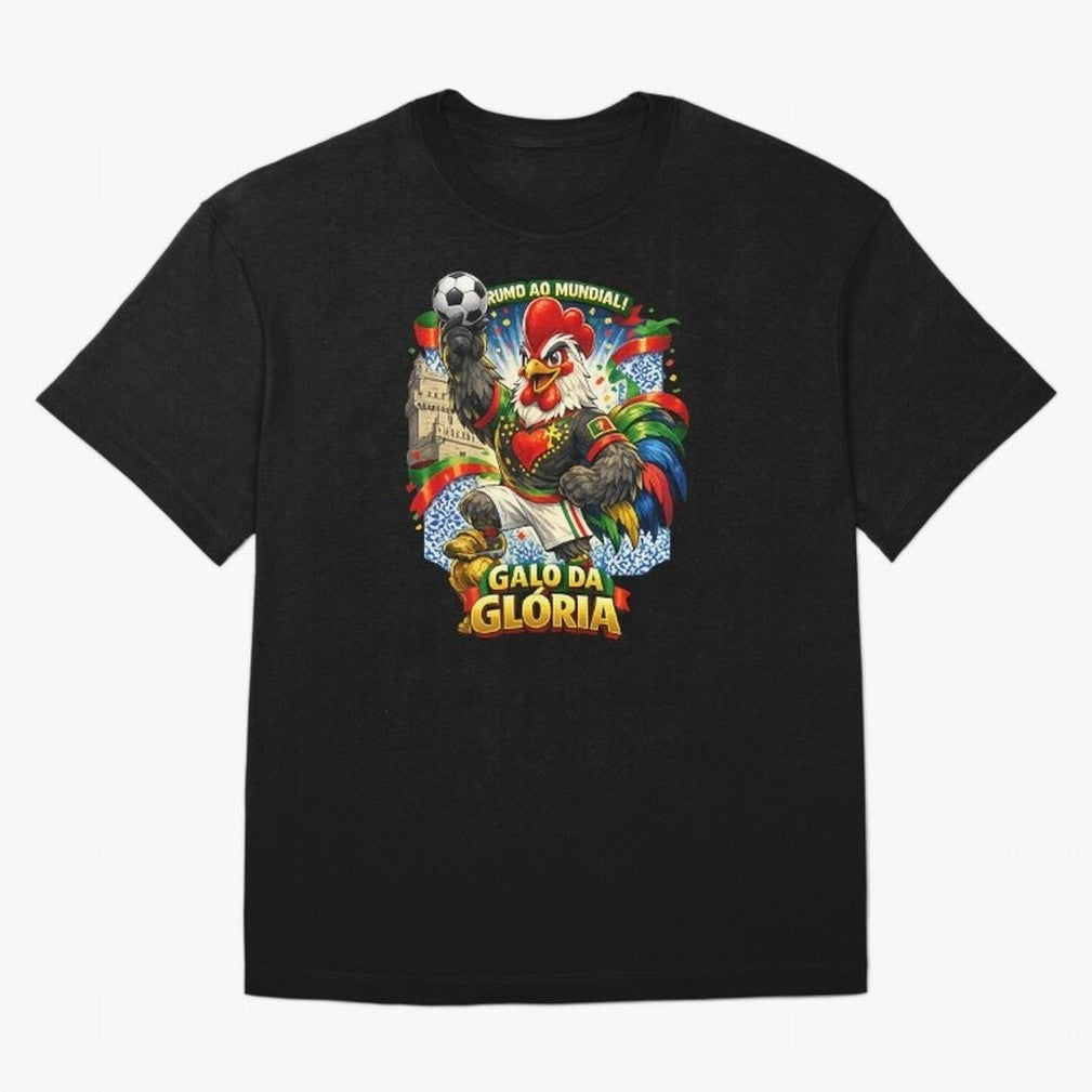 Portugal Rooster World Cup 2026 Fan Art Oversized T-Shirt Celebrate Soccer Greatness during Global Football Passion for FIFA World Cup 2026 Group Stage, Made for Messi, Neymar and Mbappe, Germany, Retro Football Energy, Iconic Rivalries, Trophy