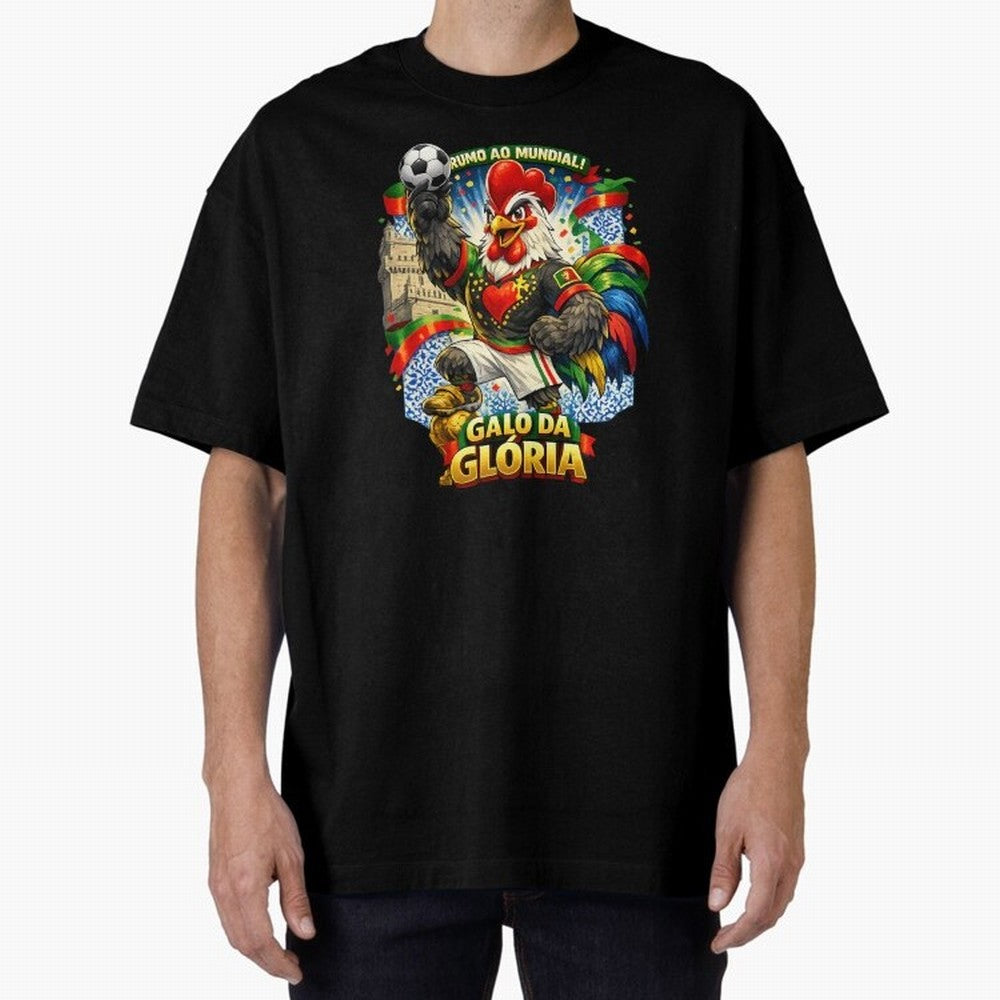 Portugal Rooster World Cup 2026 Fan Art Oversized T-Shirt Celebrate Soccer Greatness during Global Football Passion for FIFA World Cup 2026 Group Stage, Made for Messi, Neymar and Mbappe, Germany, Retro Football Energy, Iconic Rivalries, Trophy