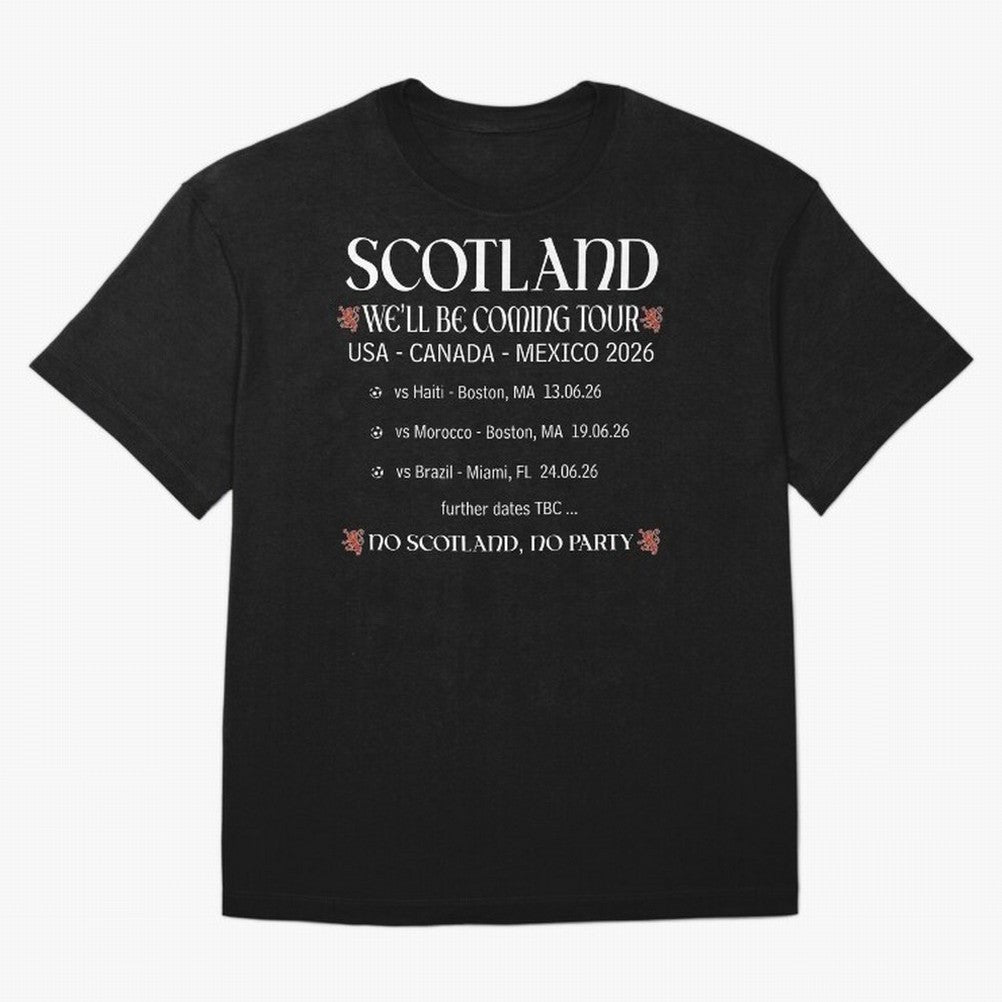 Scotland We'll be Coming Tour Oversized T-Shirt Keep the Legacy of the FIFA World Cup 2026 Journey through Messi and Cristiano Ronaldo Highlights, Spain and Netherlands Pride, Tournament Hype, Historic Matchups, Family Viewing Parties and Global