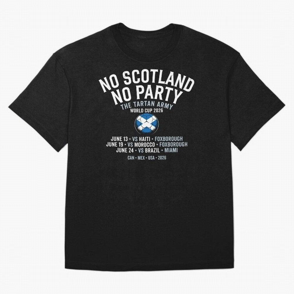 No Scotland No Party 2026 Oversized T-Shirt Celebrate Football Dreams Across FIFA World Cup 2026 Spirit, Connected to France, Cristiano Ronaldo, Goal Celebration Energy, Supporter Heritage, Football Icons and Worldwide Tournament Joy; Great for