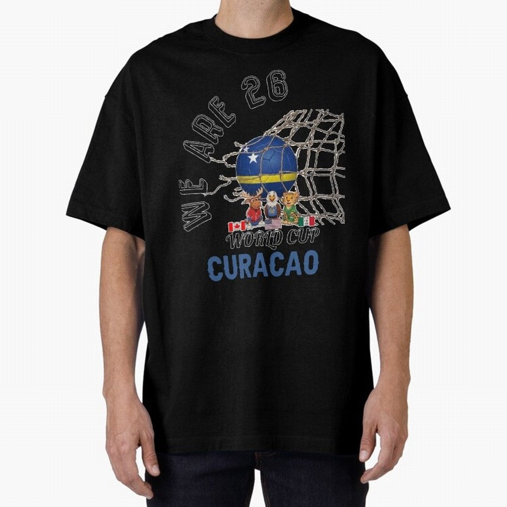 World cup 26 - Curacao Oversized T-Shirt Support Your Favorite Stars during FIFA World Cup 2026 for Fans of Mbappe and Neymar and France and Portugal, Bringing Soccer Culture, Superstar Moments, National Team Dreams and Competitive Fire; Perfect
