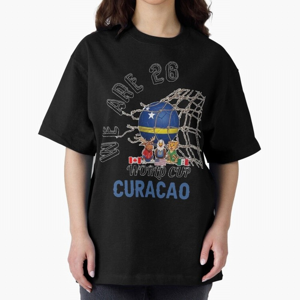 World cup 26 - Curacao Oversized T-Shirt Support Your Favorite Stars during FIFA World Cup 2026 for Fans of Mbappe and Neymar and France and Portugal, Bringing Soccer Culture, Superstar Moments, National Team Dreams and Competitive Fire; Perfect