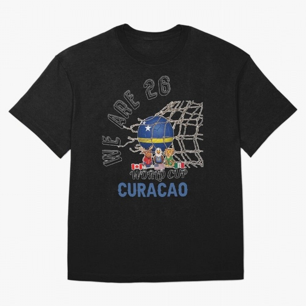 World cup 26 - Curacao Oversized T-Shirt Support Your Favorite Stars during FIFA World Cup 2026 for Fans of Mbappe and Neymar and France and Portugal, Bringing Soccer Culture, Superstar Moments, National Team Dreams and Competitive Fire; Perfect