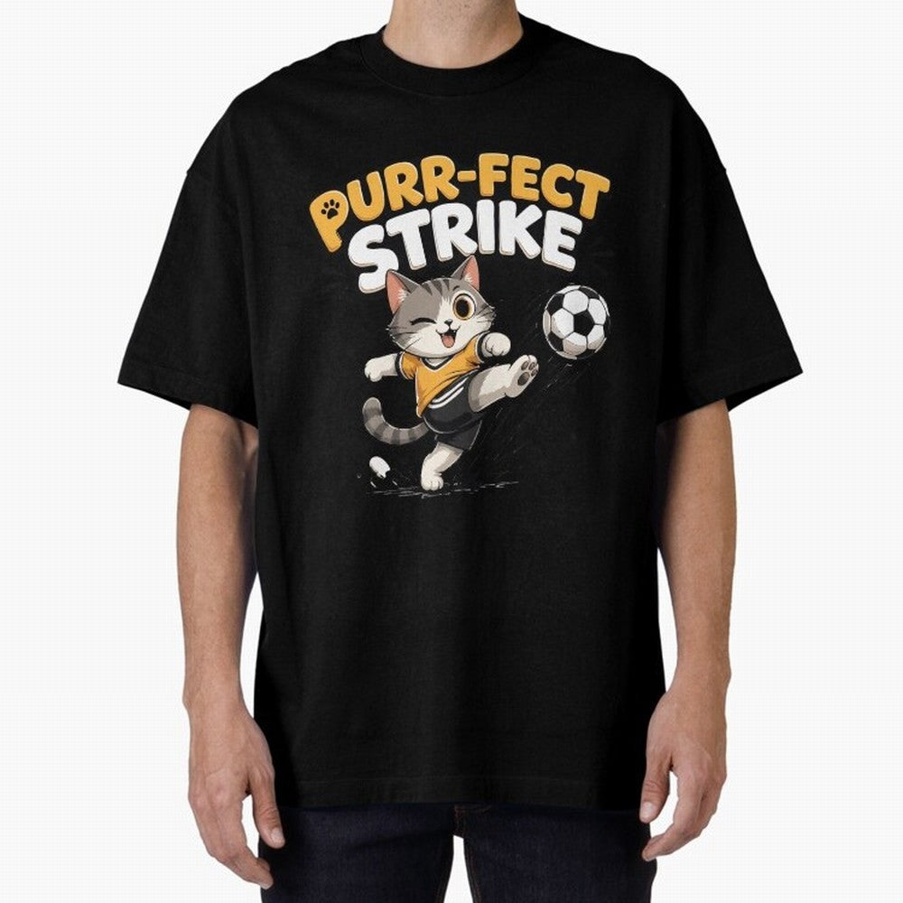 Purr-fect Strike Oversized T-Shirt Build Global Football Passion for FIFA World Cup 2026 Group Stage, Built around Messi and Cristiano Ronaldo, France, Champion Mindset, Group Stage Buzz, Knockout Tension and Passionate Fan Culture; Made for Die