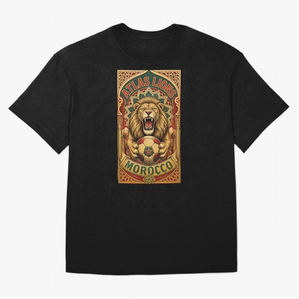 Morocco Soccer Lion - Atlas Lions Vintage African Football Fan T-Shirt Oversized T-Shirt Join Match Day Hype around FIFA World Cup 2026 USA Canada Mexico, Cristiano Ronaldo, Haaland and CR7, England, Championship Spirit, Famous Goals, Roaring
