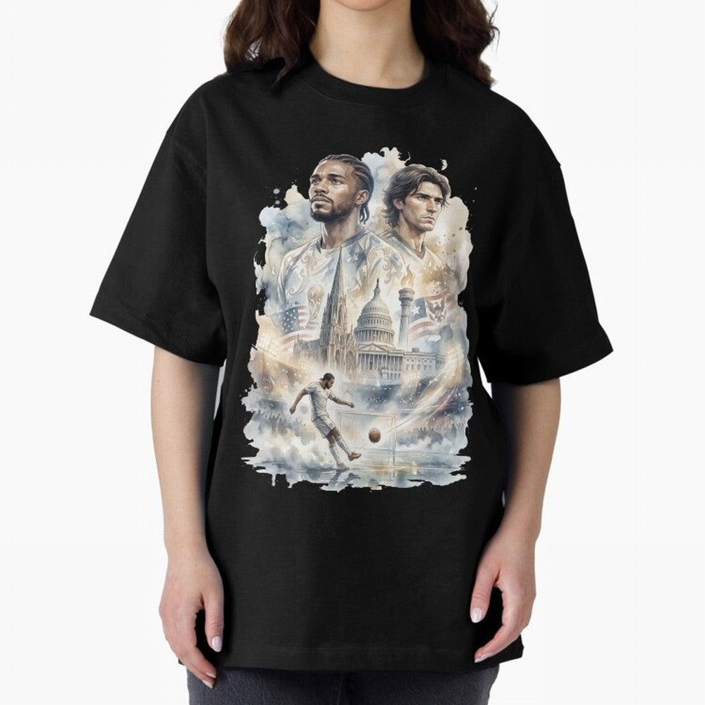 FIFA 2026 America Players Oversized T-Shirt Follow the Final Road of Match Day Hype around FIFA World Cup 2026 USA Canada Mexico, Messi, CR7 and Mbappe, Portugal, Soccer Culture, Superstar Moments, National Team Dreams and Competitive Fire; Created