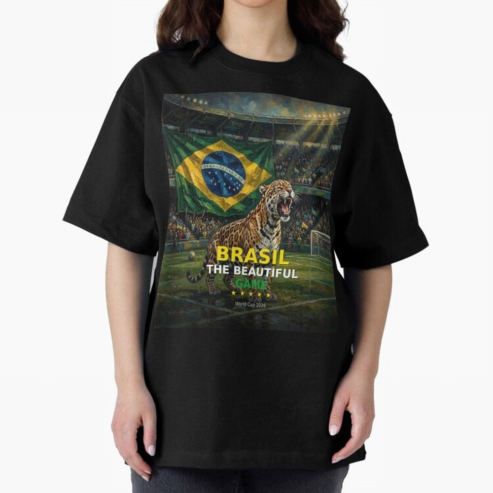 Brasil The Beautiful Game - World Cup 2026 Soccer Fan Tee Oversized T-Shirt Relive Legendary Nights from FIFA World Cup 2026 Spirit, Capturing England, Haaland, Match Day Excitement, Supporter Culture, Golden Goals and Global Football Passion;