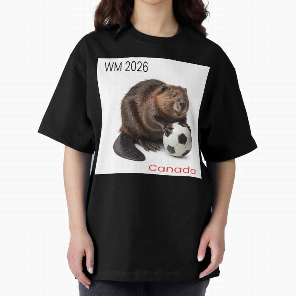 Canadian beaver invites you to World Cup 2026 in USA, Canada and Mexico Oversized T-Shirt Represent FIFA World Cup 2026 Group Stage Spirit, Filled with England, France and Netherlands, Messi, CR7 and Mbappe, Global Supporter Spirit, Legendary