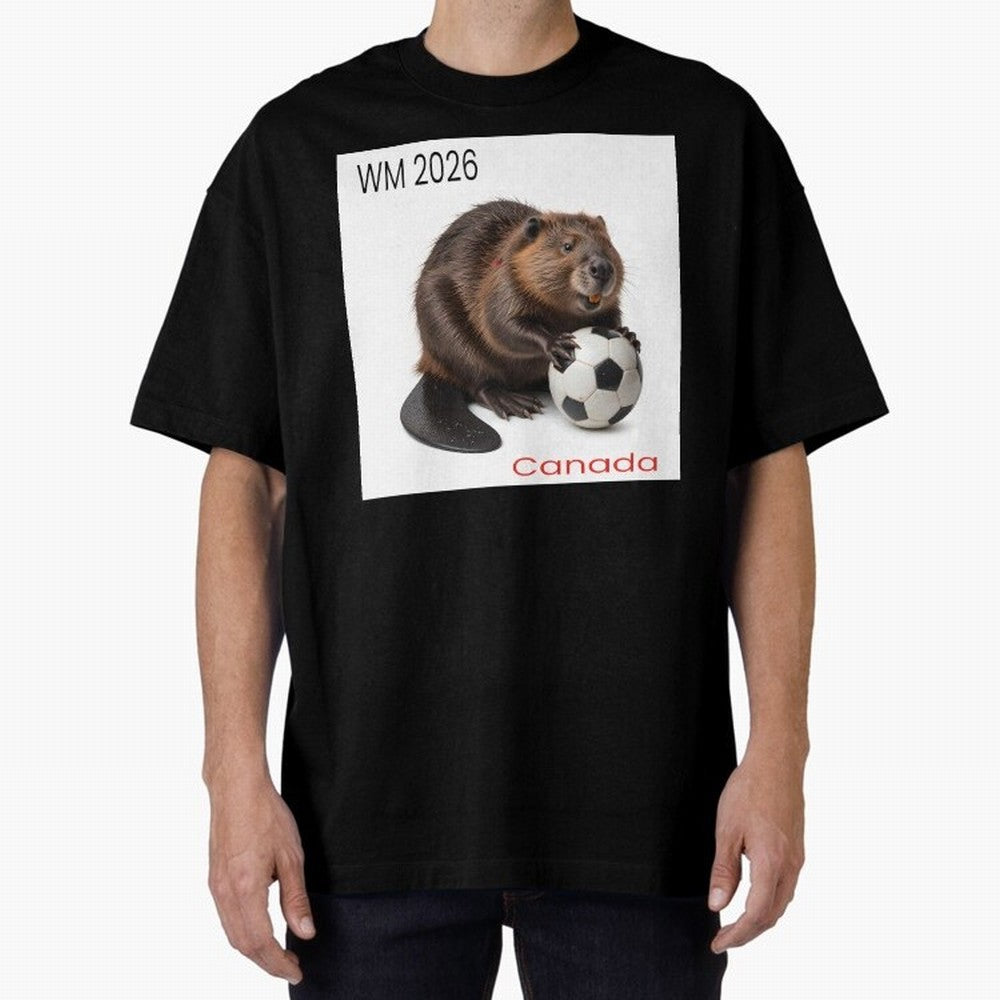 Canadian beaver invites you to World Cup 2026 in USA, Canada and Mexico Oversized T-Shirt Represent FIFA World Cup 2026 Group Stage Spirit, Filled with England, France and Netherlands, Messi, CR7 and Mbappe, Global Supporter Spirit, Legendary