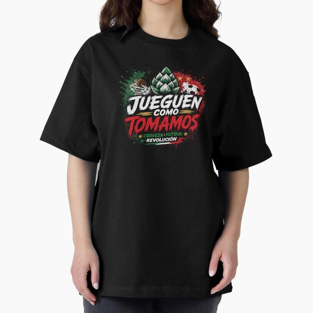 Jueguen Como Tomamos Futbol Cervecero Oversized T-Shirt Represent Football Lovers during Global Football Passion for FIFA World Cup 2026, Built around Mbappe, France and Portugal, Fan Favorite Moments, National Team Passion, Big Match Drama and