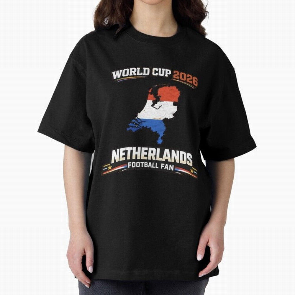 Netherlands Football Fan World Cup 2026 - Dutch Map Vintage Art Oversized T-Shirt Follow Every Goal of Match Day Hype around FIFA World Cup 2026 USA Canada Mexico, Mbappe, Portugal, Match Day Excitement, Supporter Culture, Golden Goals and Global