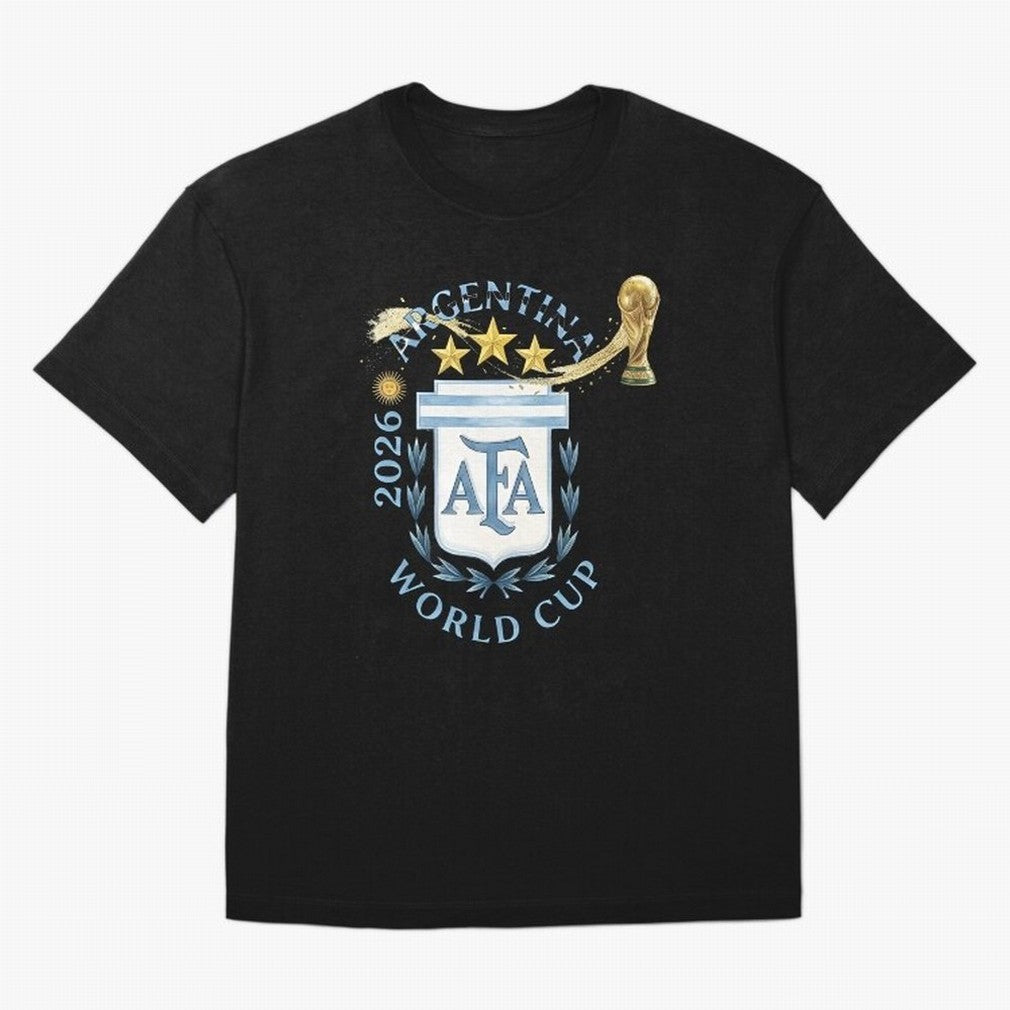 Argentina Football Champion World Cup 2026 - Gold Stars Watercolor Oversized T-Shirt Cheer through Every Moment of FIFA World Cup 2026 Group Stage for Fans of Cristiano Ronaldo, Haaland and CR7 and Spain, Bringing Stadium Memories, Football
