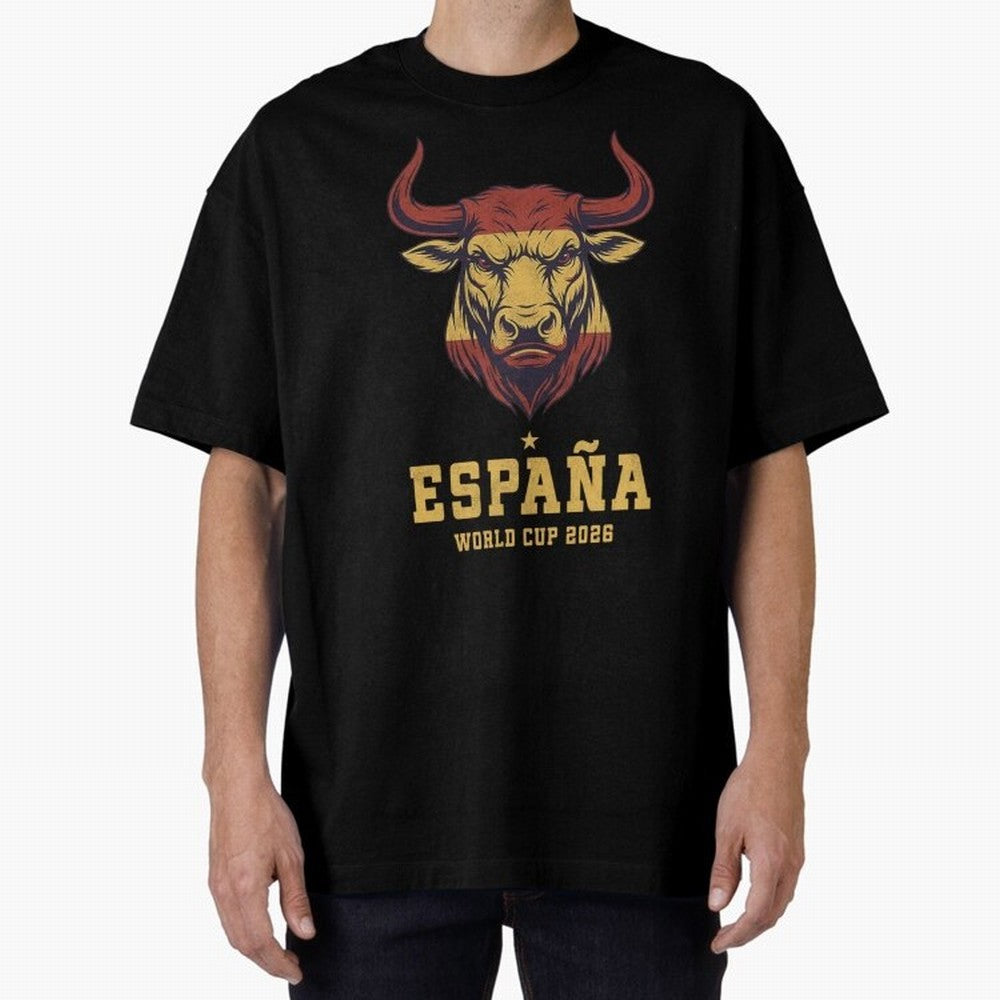 Spain Football World Cup 2026 - Vintage Spanish Bull Espa?a Oversized T-Shirt Celebrate Every Goal in Global Football Passion for FIFA World Cup 2026, Inspired by Haaland and Mbappe, Netherlands, Goal Celebration Energy, Supporter Heritage,