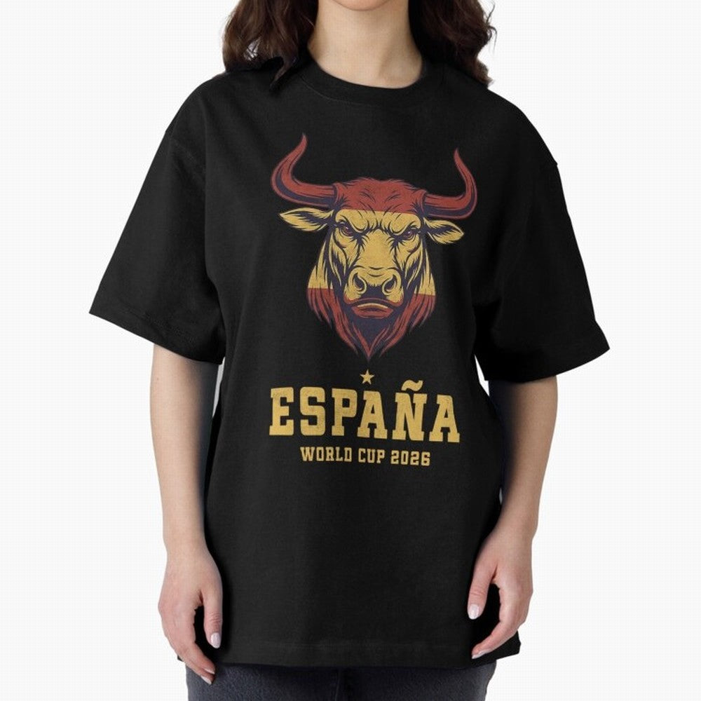Spain Football World Cup 2026 - Vintage Spanish Bull Espa?a Oversized T-Shirt Celebrate Every Goal in Global Football Passion for FIFA World Cup 2026, Inspired by Haaland and Mbappe, Netherlands, Goal Celebration Energy, Supporter Heritage,