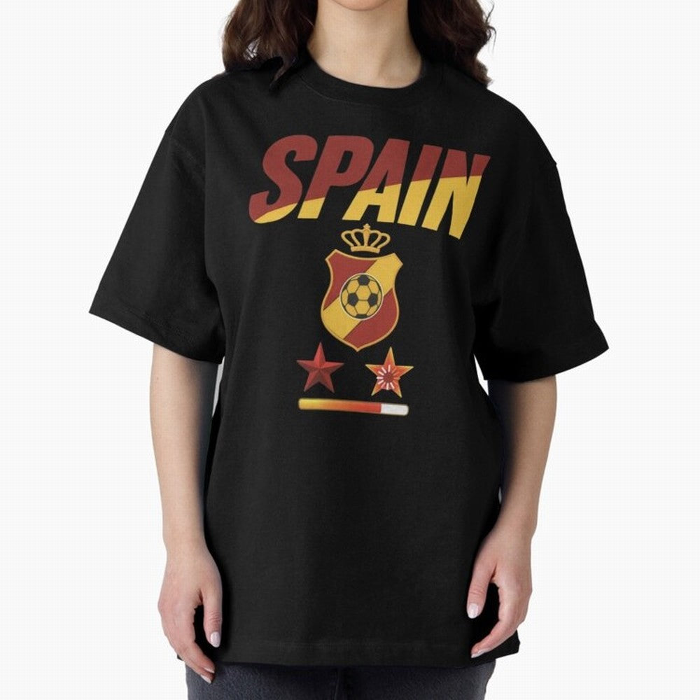 Spain Football World Cup 2026 - La Roja Stars Loading Oversized T-Shirt Feel the Roar of FIFA World Cup 2026 Spirit, Celebrating Spain and Netherlands, Mbappe, Football Passion, Legendary Performances, Festival Vibes and Supporter Community; Made