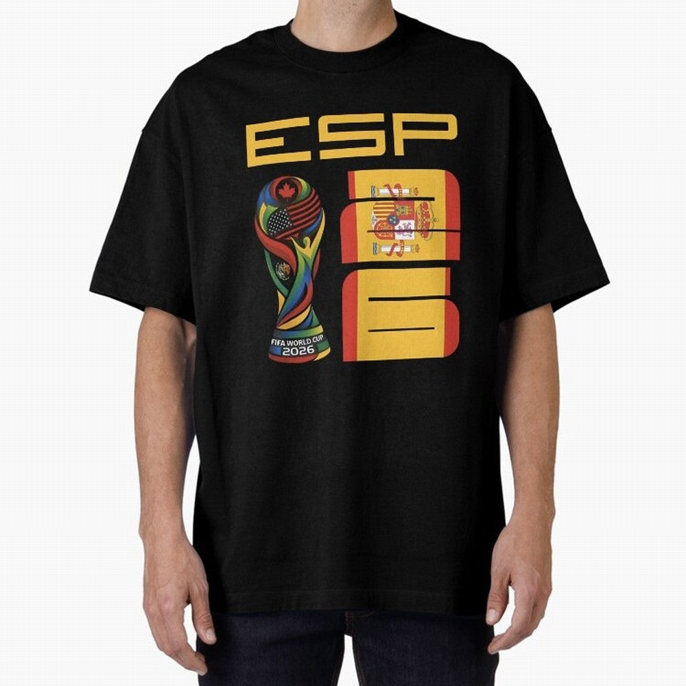 Spain Soccer World Cup 2026 Fan Art - ESP La Roja Oversized T-Shirt Support the Legends of FIFA World Cup 2026 Spirit, Driven by England, CR7, Soccer Culture, Superstar Moments, National Team Dreams and Competitive Fire; Made for Die Hard