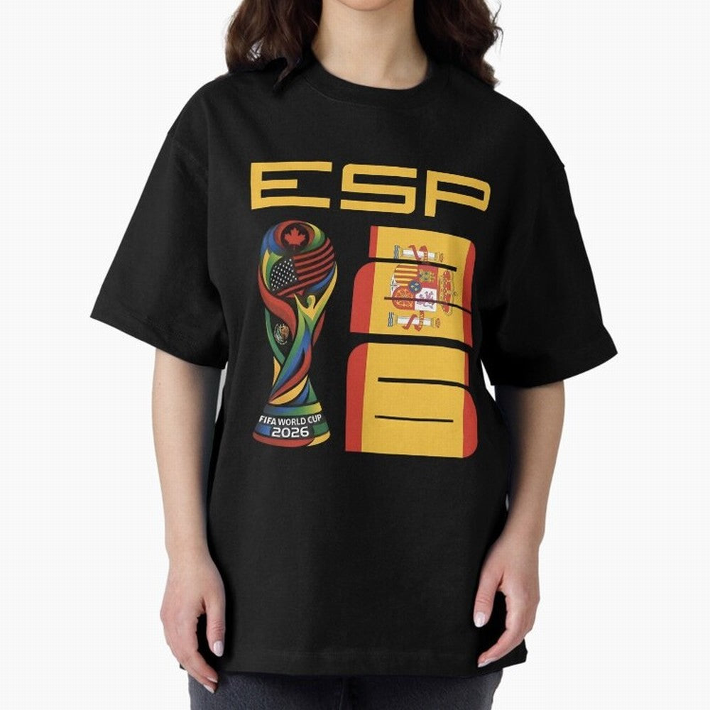 Spain Soccer World Cup 2026 Fan Art - ESP La Roja Oversized T-Shirt Support the Legends of FIFA World Cup 2026 Spirit, Driven by England, CR7, Soccer Culture, Superstar Moments, National Team Dreams and Competitive Fire; Made for Die Hard