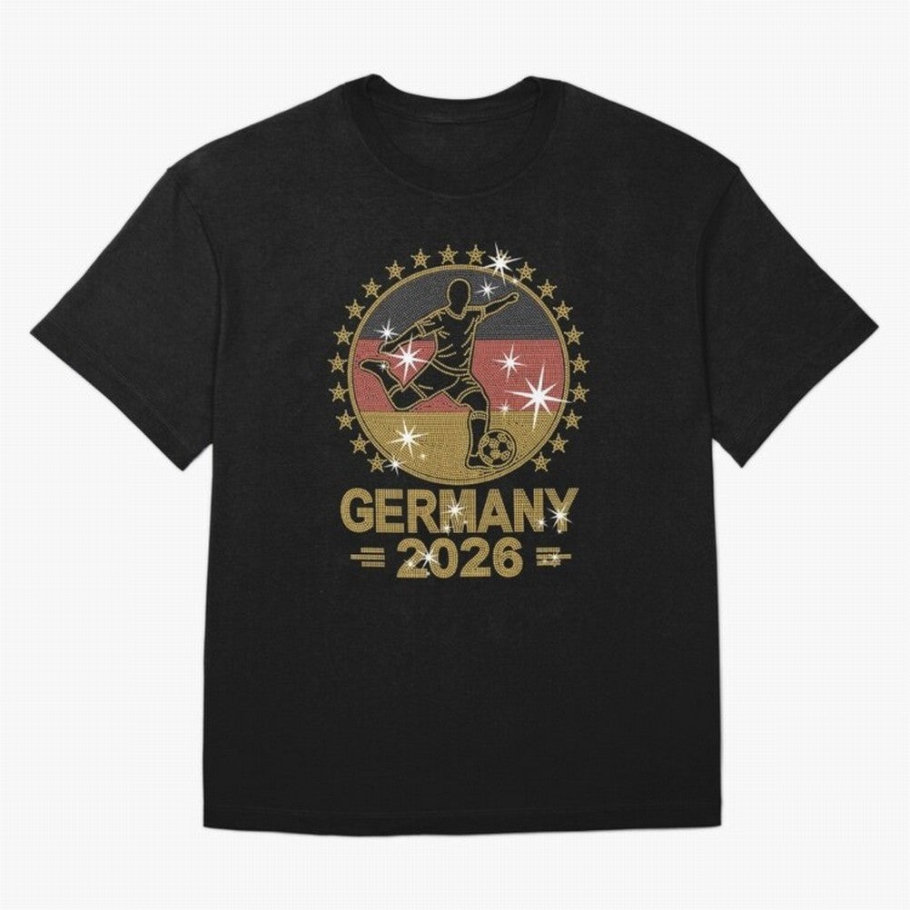 Germany Soccer World Cup 2026 Glitter Style Fan Art Oversized T-Shirt Turn Football Passion into FIFA World Cup 2026 Group Stage Spirit, Inspired by Argentina, CR7 and Messi, Match Day Excitement, Supporter Culture, Golden Goals and Global Football
