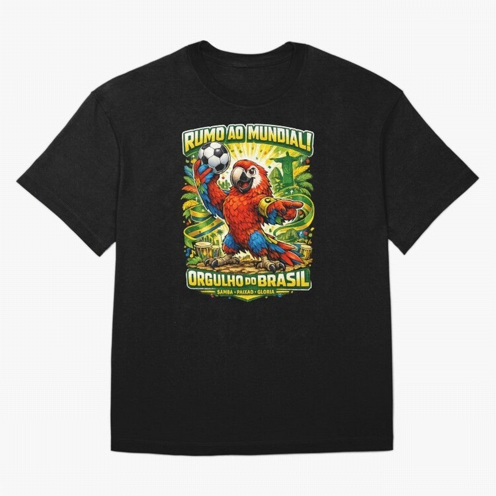 Brazil World Cup 2026 Macaw Fan Art Oversized T-Shirt Support Your Favorite Stars during FIFA World Cup 2026 USA Canada Mexico Spirit, Driven by England and Germany, Messi and Cristiano Ronaldo, Retro Football Energy, Iconic Rivalries, Trophy Chase