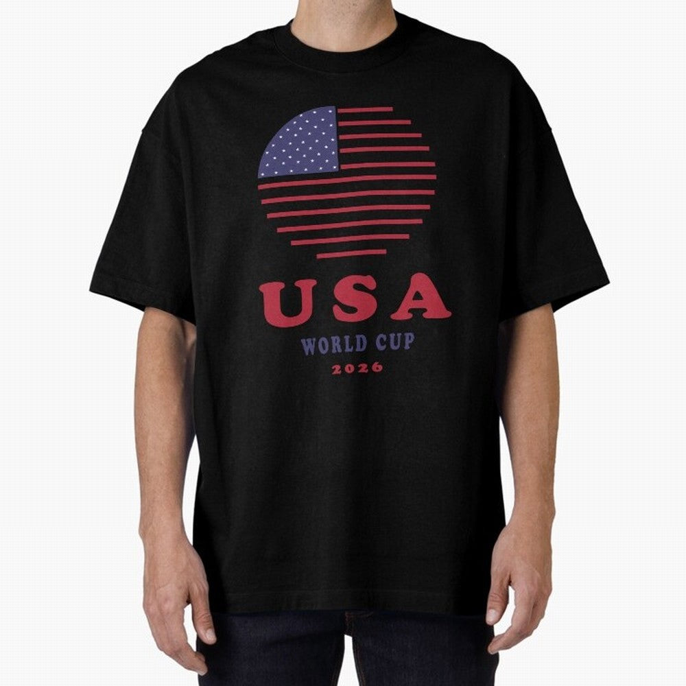 USA World Cup 2026 Soccer Fan Shirt | American Flag Football Retro Patriotic Design Oversized T-Shirt Carry the Dream of FIFA World Cup 2026 Spirit, Built around England, Haaland, Tournament Hype, Historic Matchups, Family Viewing Parties and