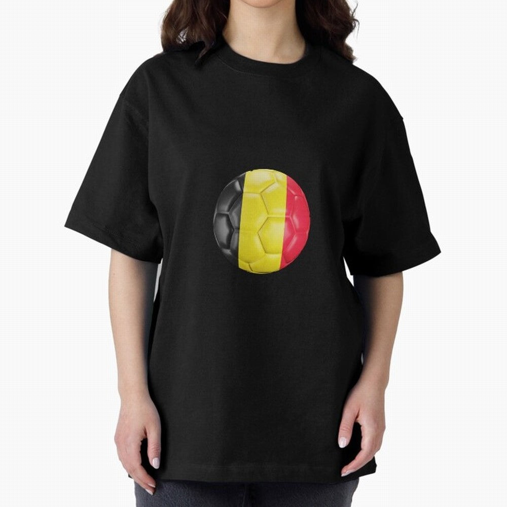 Belgium Football Ball Oversized T-Shirt Relive Legendary Nights from FIFA World Cup 2026 USA Canada Mexico with Messi, CR7 and Mbappe, Netherlands Energy, Match Day Excitement, Supporter Culture, Golden Goals and Global Football Passion; Ideal for
