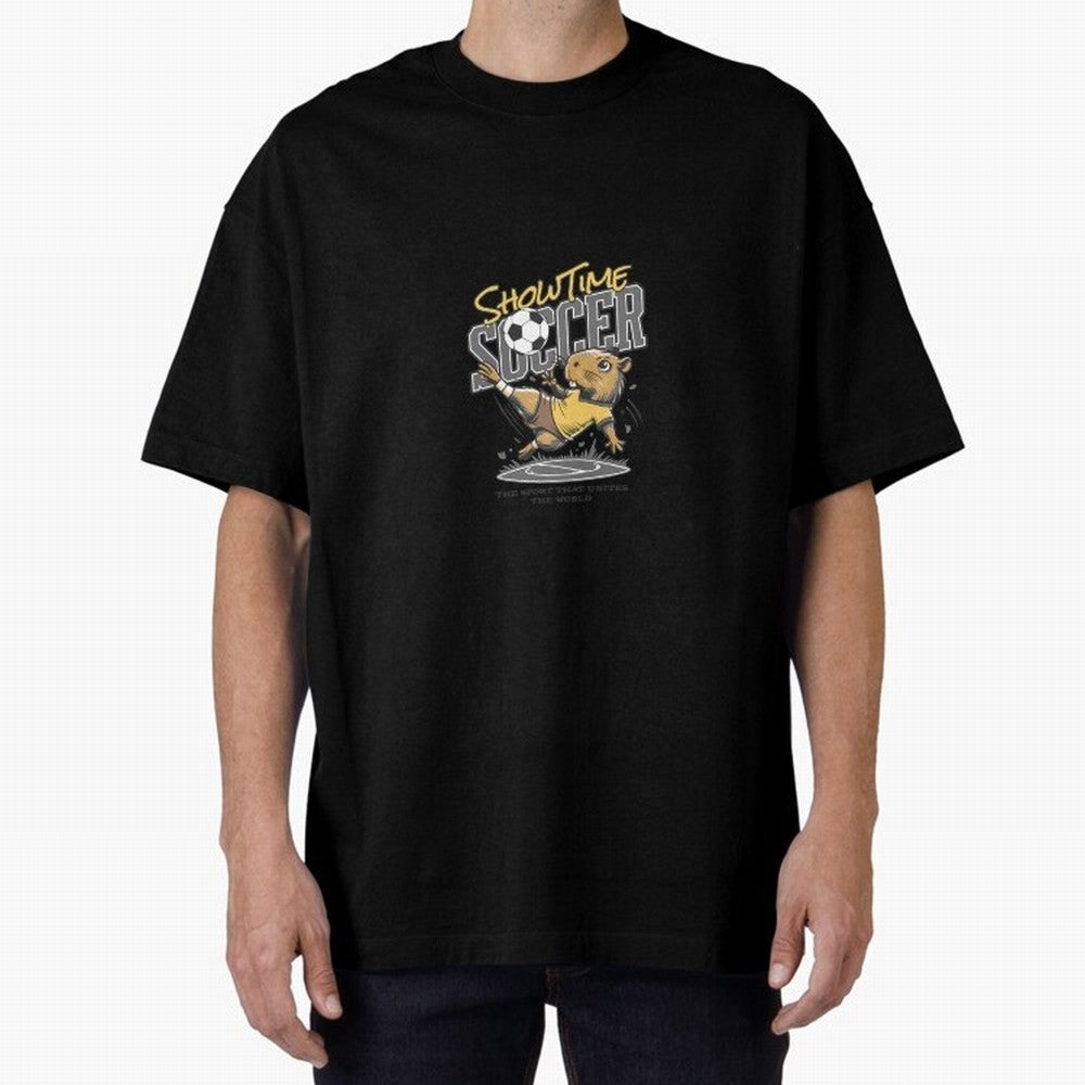 Capybara Playing Soccer Football Gray Vibes Oversized T-Shirt Celebrate Rivalries and Pride in FIFA World Cup 2026 Group Stage Spirit, Centered on France, Messi, CR7 and Mbappe, Global Supporter Spirit, Legendary Goals, National Colors and