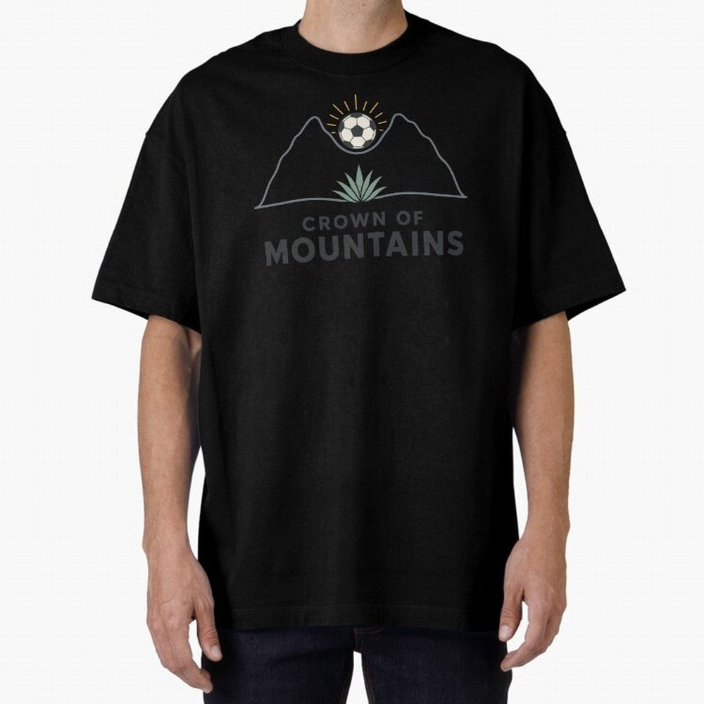 Crown of Mountains Oversized T-Shirt Represent the Passion of FIFA World Cup 2026 Group Stage for Fans of Messi, CR7 and Mbappe and England, France and Netherlands, Bringing Champion Mindset, Group Stage Buzz, Knockout Tension and Passionate Fan