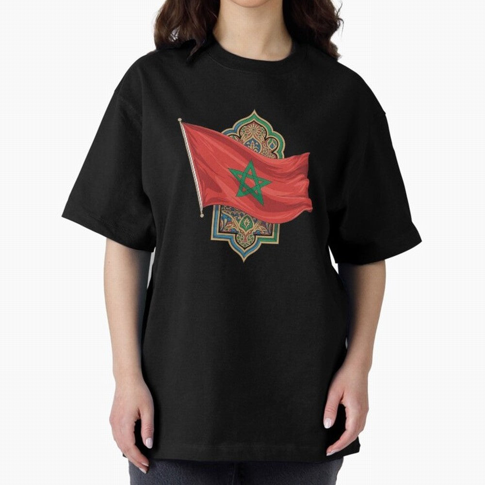 Morocco Flag Heritage World Cup 2026 Oversized T-Shirt Elevate FIFA World Cup 2026 Capturing Cristiano Ronaldo, Haaland and CR7, Argentina, France and Brazil Energy, Championship Spirit, Famous Goals, Roaring Crowds and International Football