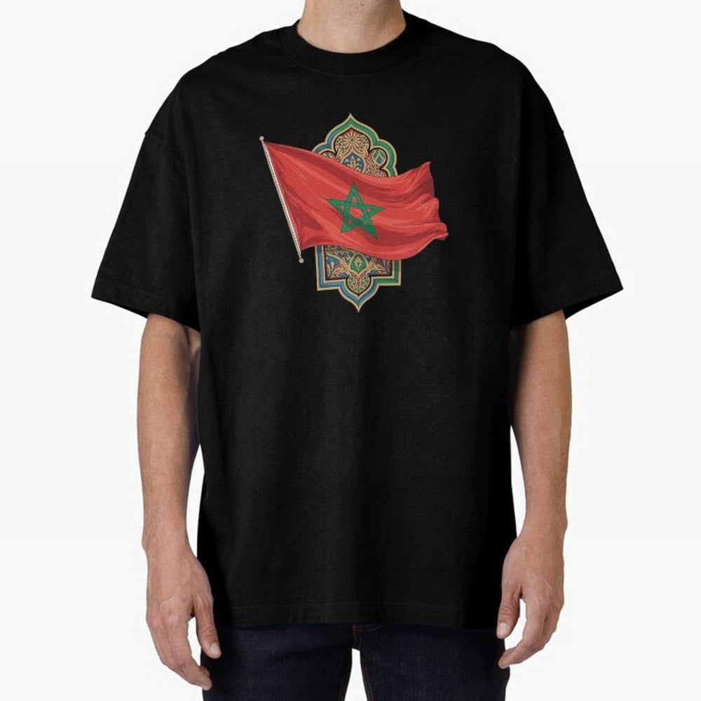 Morocco Flag Heritage World Cup 2026 Oversized T-Shirt Elevate FIFA World Cup 2026 Capturing Cristiano Ronaldo, Haaland and CR7, Argentina, France and Brazil Energy, Championship Spirit, Famous Goals, Roaring Crowds and International Football