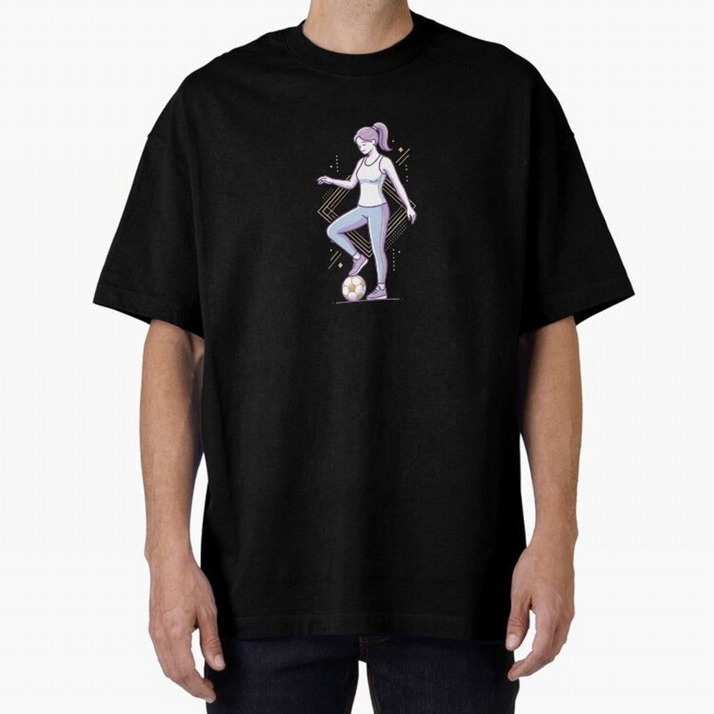 Female Soccer Player Athlete Line Art Oversized T-Shirt Keep the Legacy of FIFA World Cup 2026 USA Canada Mexico Featuring Messi, England Energy, Tournament Hype, Historic Matchups, Family Viewing Parties and Global Sports Pride; Built for