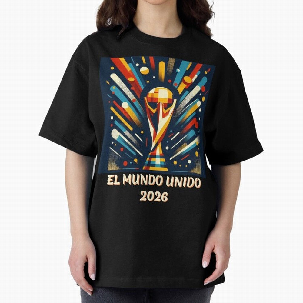 2026 World Cup The United World - Modern Geometric Art Oversized T-Shirt Make Every Match About FIFA World Cup 2026 USA Canada Mexico Spirit, Featuring England, Neymar, Haaland and Cristiano Ronaldo, Match Day Excitement, Supporter Culture, Golden
