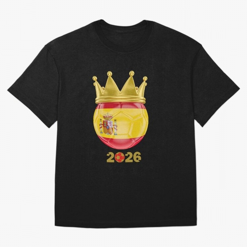 Spain Football Champion Crown 2026 Oversized T-Shirt Make Your Look Match FIFA World Cup 2026 Group Stage Highlighting Mbappe, Brazil Energy, Retro Football Energy, Iconic Rivalries, Trophy Chase Drama and Stadium Atmosphere; Great for Watch