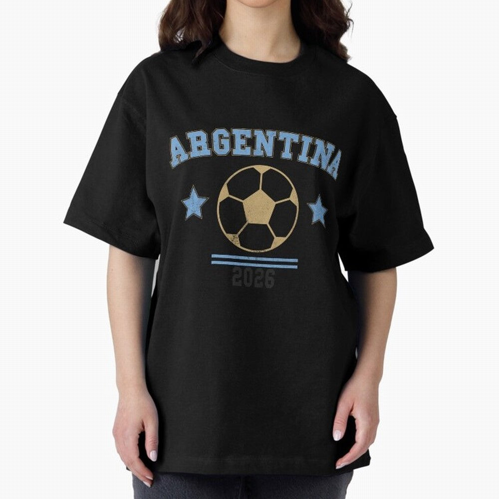 Argentina 2026 ¡ª Vintage Soccer Tee Oversized T-Shirt Stand Proud for FIFA World Cup 2026 Group Stage Highlighting Cristiano Ronaldo, Argentina, France and Brazil Energy, Soccer Culture, Superstar Moments, National Team Dreams and Competitive