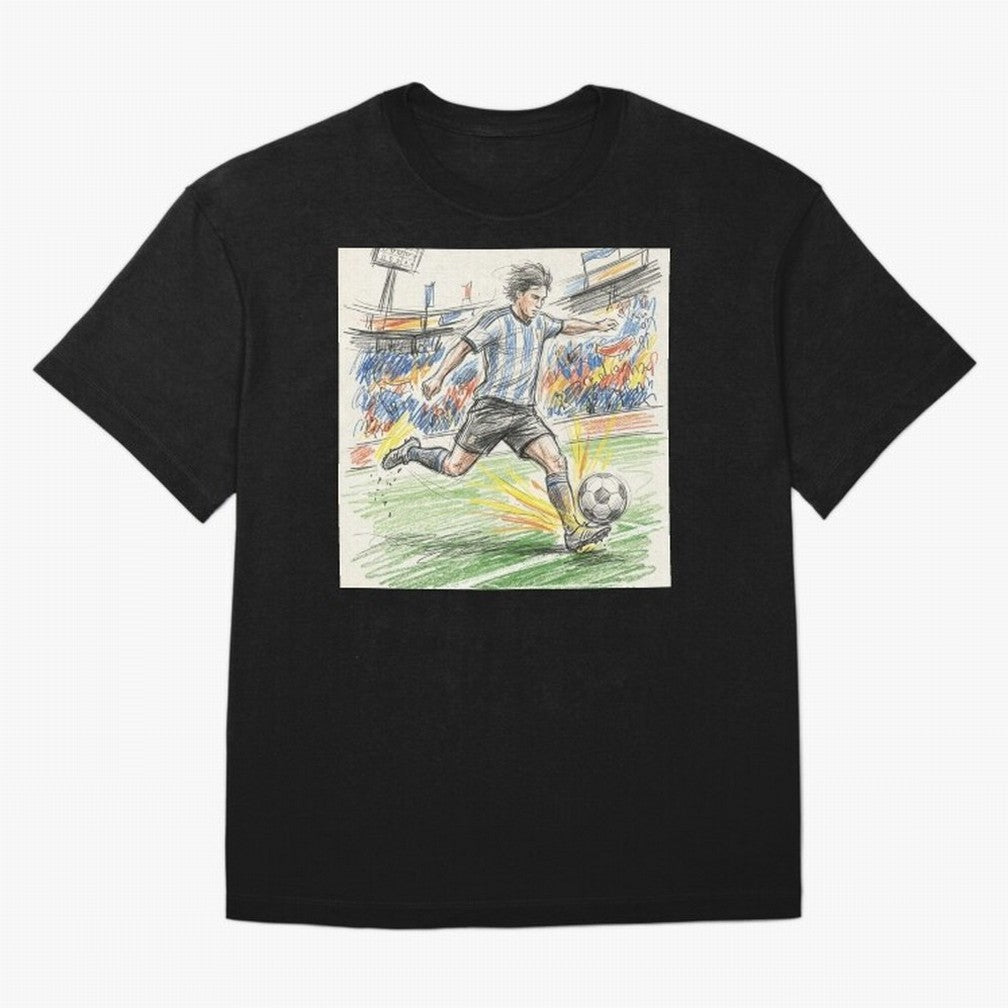Dynamic Soccer Power Kick - Blue & White Jersey Style Oversized T-Shirt Fuel Global Football Passion for FIFA World Cup 2026 USA Canada Mexico, Built around Neymar, Brazil, Portugal and Argentina, Fan Favorite Moments, National Team Passion, Big