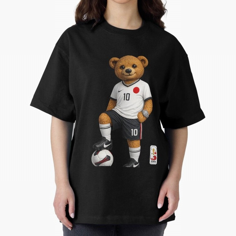 Japan Soccer Bear World Cup Teddy Bear Oversized T-Shirt Celebrate FIFA World Cup 2026 Group Stage for Fans of Messi and Cristiano Ronaldo and Argentina, France and Brazil, Bringing Global Supporter Spirit, Legendary Goals, National Colors and