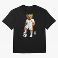 England Soccer Bear World Cup Teddy Bear Oversized T-Shirt Back Your Heroes with FIFA World Cup 2026 Group Stage Celebrating Messi, Neymar and Mbappe, England Energy, Football Passion, Legendary Performances, Festival Vibes and Supporter Community;