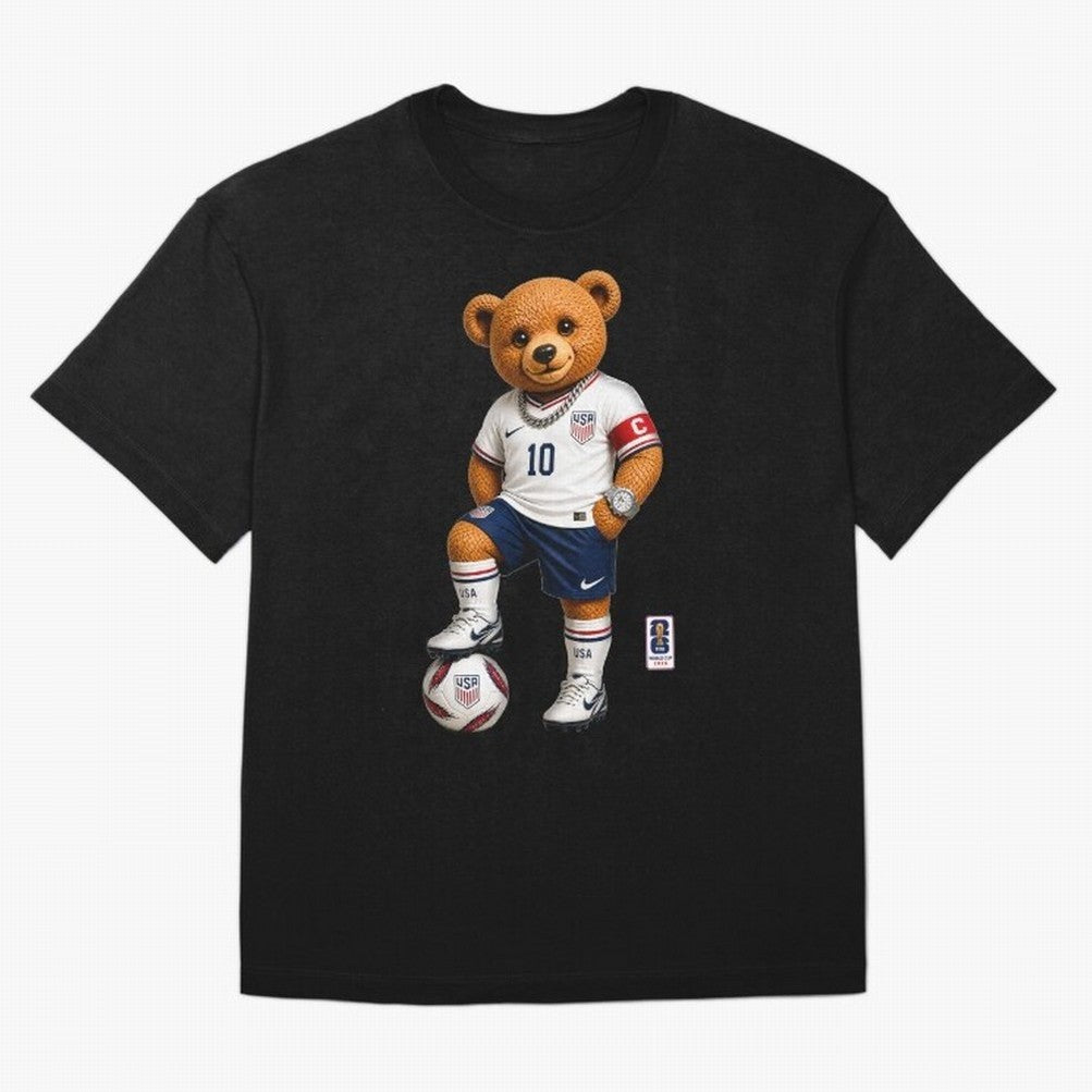 USA Soccer Bear World Cup 2026 Teddy Bear Oversized T-Shirt Step into Match Day Hype around FIFA World Cup 2026 USA Canada Mexico, Messi, France, Champion Mindset, Group Stage Buzz, Knockout Tension and Passionate Fan Culture; Ideal for Passionate