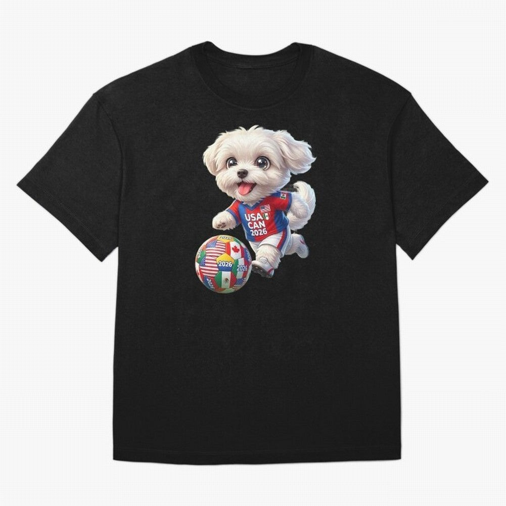 Cute Maltese Soccer Star - FIFA 2026 World Cup Edition Oversized T-Shirt Back Your Heroes with FIFA World Cup 2026 Inspired by Messi, CR7 and Mbappe, Portugal, Spain and Germany Energy, Global Supporter Spirit, Legendary Goals, National Colors and