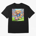 Golden Retriever Soccer Champ - World Cup 2026 Spirit Oversized T-Shirt Follow FIFA World Cup 2026 USA Canada Mexico Featuring Messi and Cristiano Ronaldo, Argentina Energy, Football Passion, Legendary Performances, Festival Vibes and Supporter