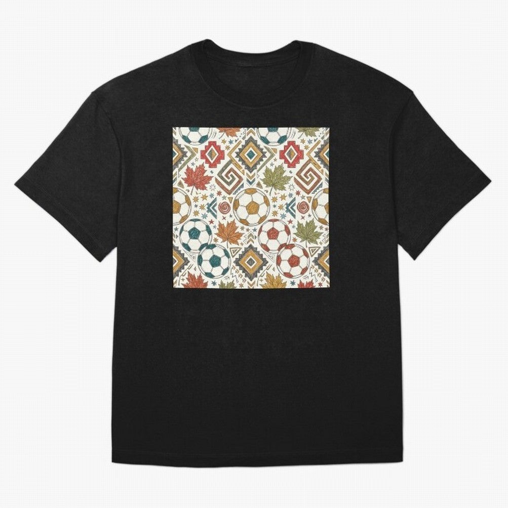 2026 World Cup Unity: Aztec & Maple Soccer Pattern Oversized T-Shirt Turn Up for FIFA World Cup 2026 Group Stage for Fans of CR7 and Netherlands, Bringing Stadium Memories, Football Loyalty, International Chants and Championship Tradition; Perfect