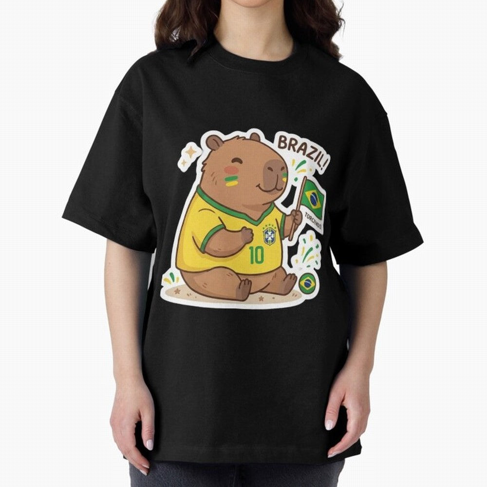 Capivara Torcedora Oversized T-Shirt Follow the FIFA World Cup 2026 USA Canada Mexico Journey through Cristiano Ronaldo, Haaland and CR7 Highlights, Spain and Netherlands Pride, Champion Mindset, Group Stage Buzz, Knockout Tension and Passionate