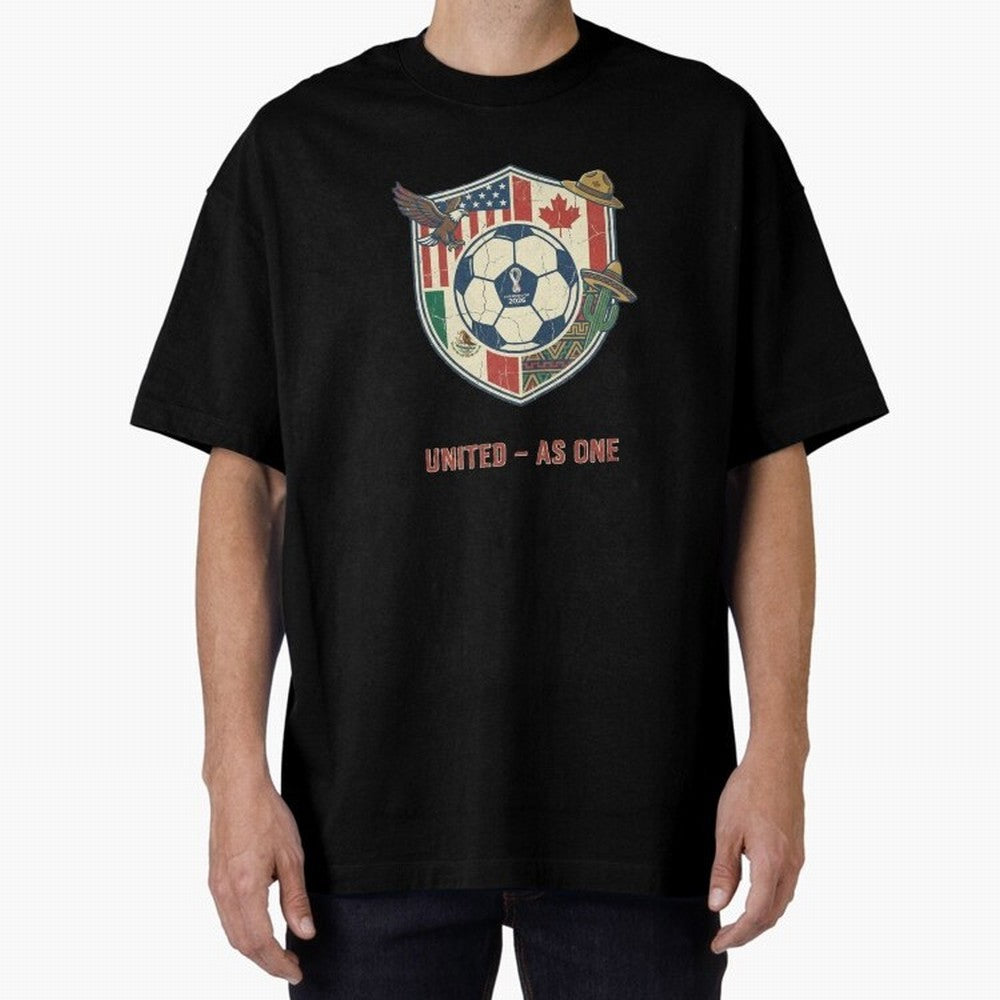 North America United Soccer 2026 Vintage Crest Oversized T-Shirt Step into FIFA World Cup 2026 Spirit, Built around Brazil, CR7, Classic Soccer Heritage, Championship Pressure, Fan Loyalty and International Pride; Great for Supporters Who Love